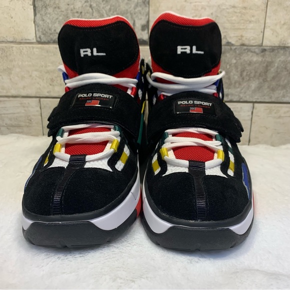 Ralph Lauren Polo Sport PS100 Mens High Top Shoes, Black Multicolor SIZE 12 - Picture 3 of 14